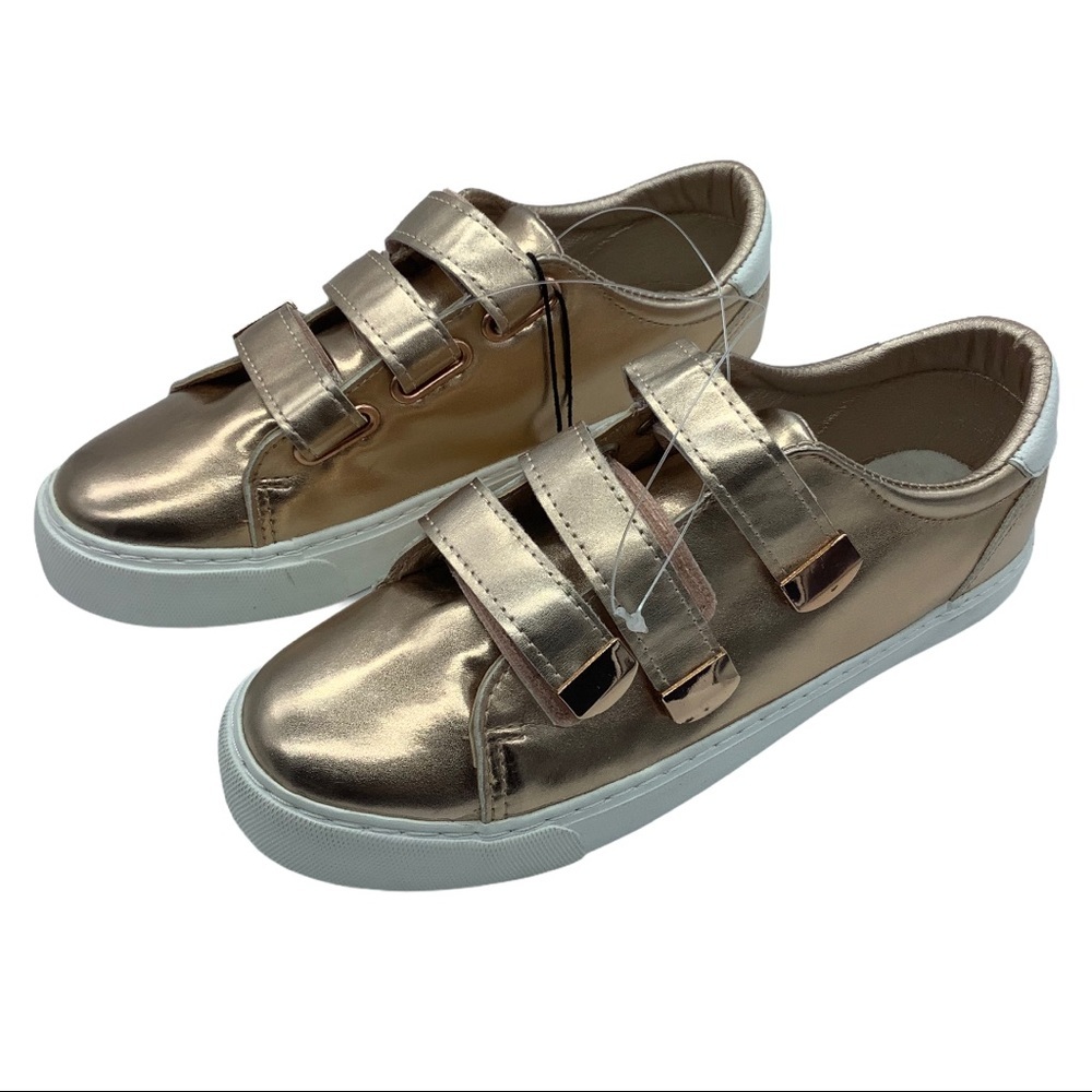 NEW Vlado Footwear Kid Girl Shiny Glitter Rose Gold Velcro Sneakers Size 5
